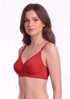 Softline Women's Non Padded Wire Free   T-shirt  Bra in Cotton Poly Fabric with Cross Neck Elastic Straps, Double Layered Moulded Cups, and Hook Closure (2051)
