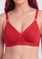 Softline Women's Non Padded Wire Free   T-shirt  Bra in Cotton Poly Fabric with Cross Neck Elastic Straps, Double Layered Moulded Cups, and Hook Closure (2051)