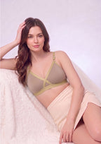 Softline Women's Non Padded Wire Free   T-shirt  Bra in Cotton Poly Fabric with Cross Neck Elastic Straps, Double Layered Moulded Cups, and Hook Closure (2051)