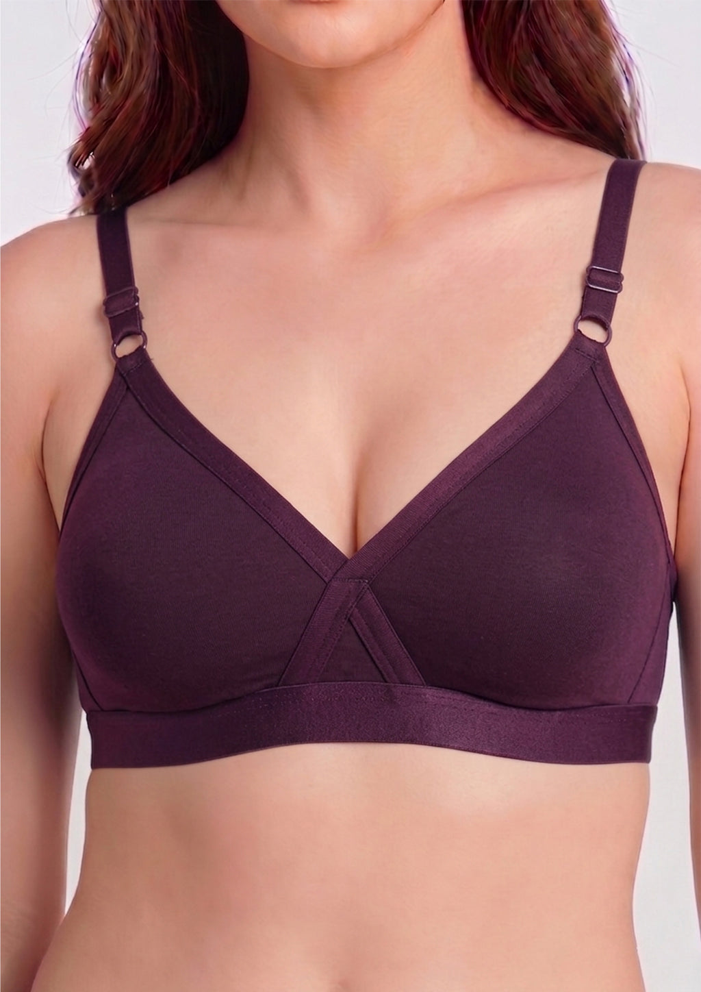 Softline Women's Non Padded Wire Free   T-shirt  Bra in Cotton Poly Fabric with Cross Neck Elastic Straps, Double Layered Moulded Cups, and Hook Closure (2051)