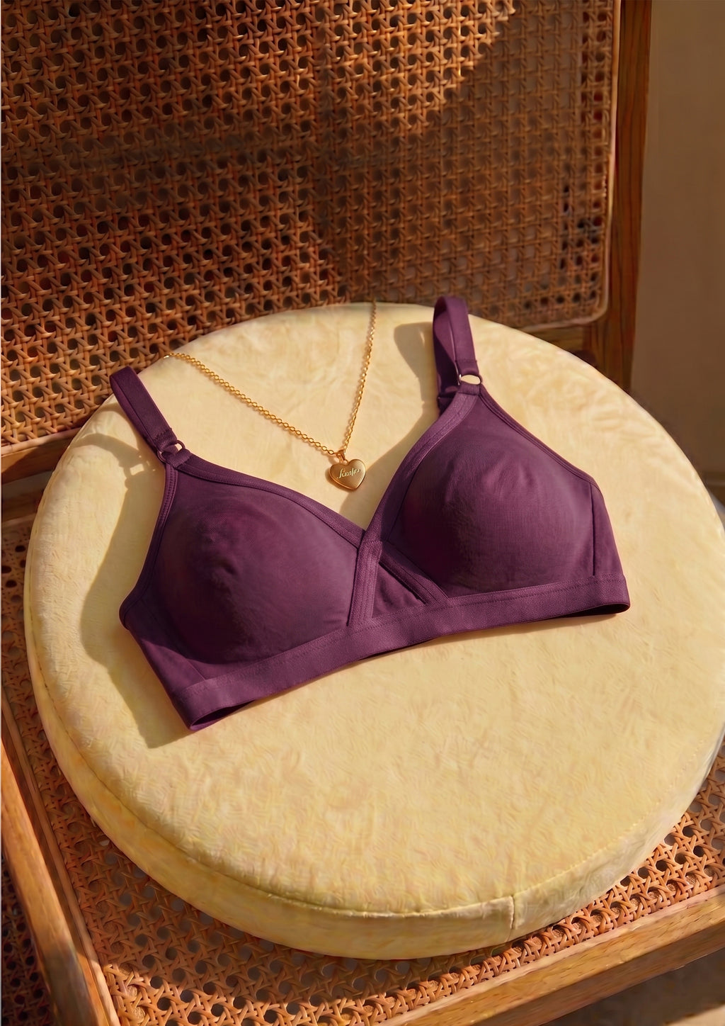 Softline Women's Non Padded Wire Free   T-shirt  Bra in Cotton Poly Fabric with Cross Neck Elastic Straps, Double Layered Moulded Cups, and Hook Closure (2051)