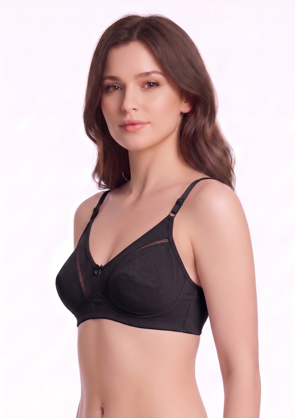 Softline Women's Non Padded Wire Free Bra in Cotton Stretch Fabric with Elastic Straps, Full Cup design, and Hook Closure (2053)
