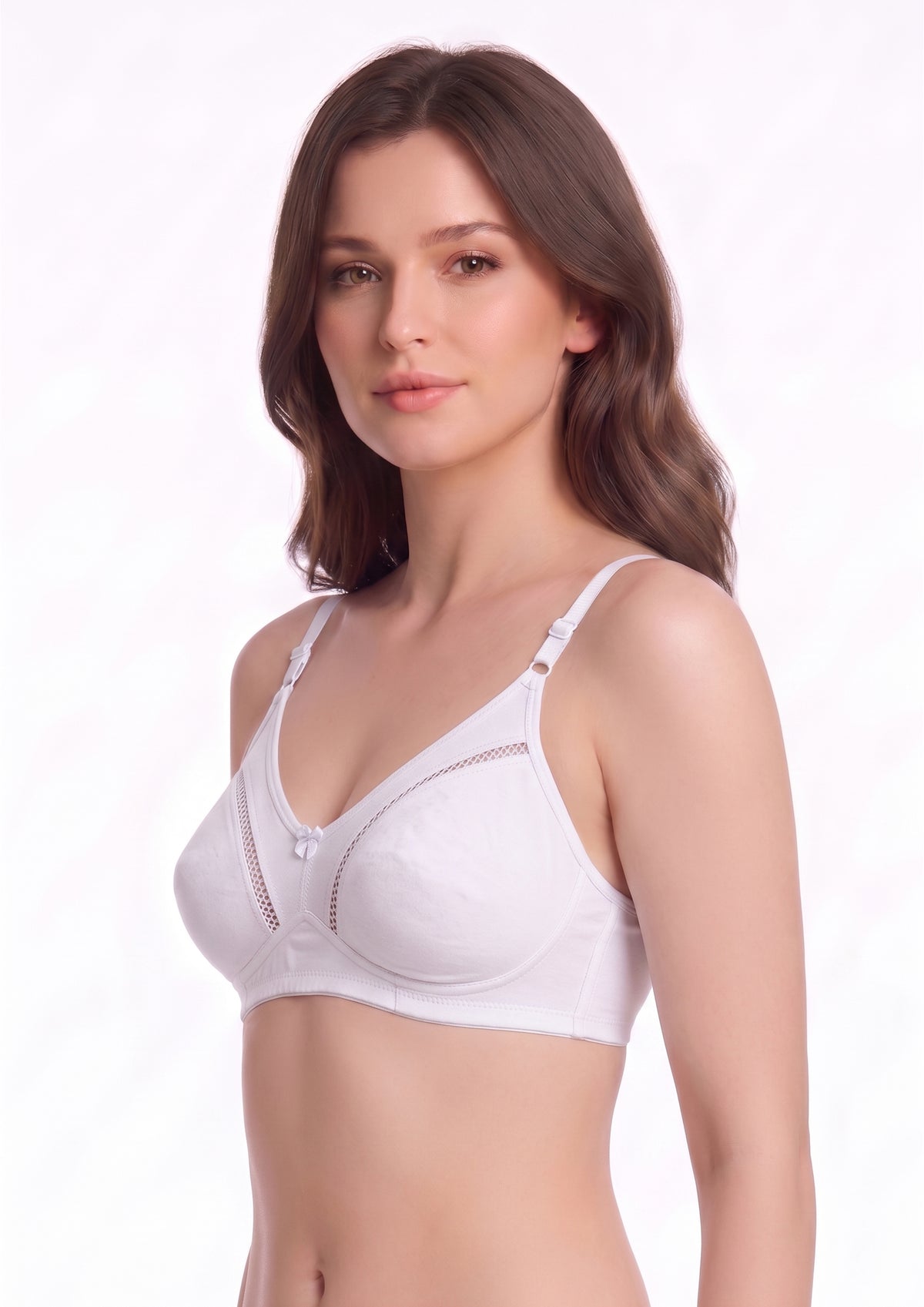 Softline Women's Non Padded Wire Free Bra in Cotton Stretch Fabric with Elastic Straps, Full Cup design, and Hook Closure (2053)