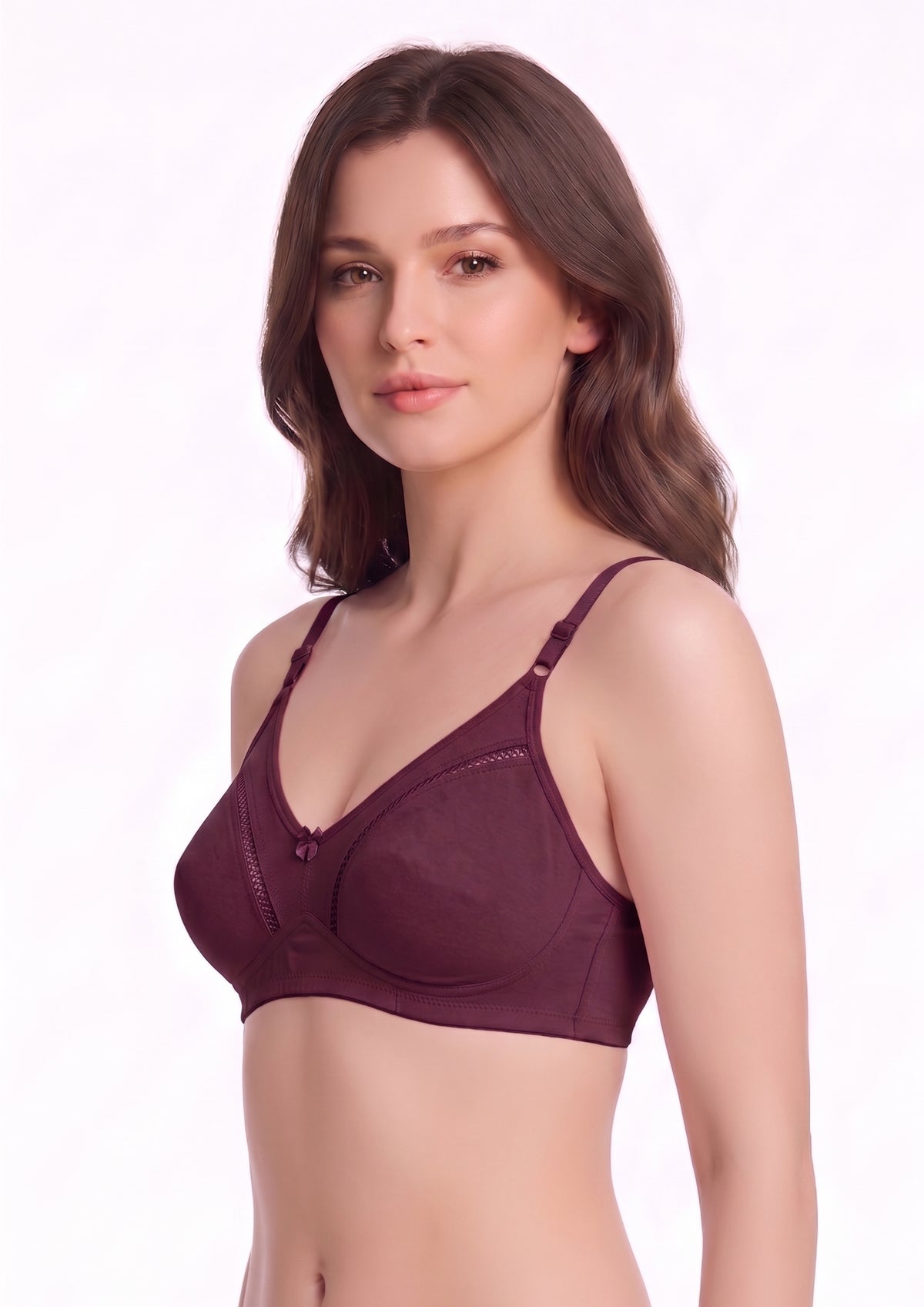 Softline Women's Non Padded Wire Free Bra in Cotton Stretch Fabric with Elastic Straps, Full Cup design, and Hook Closure (2053)