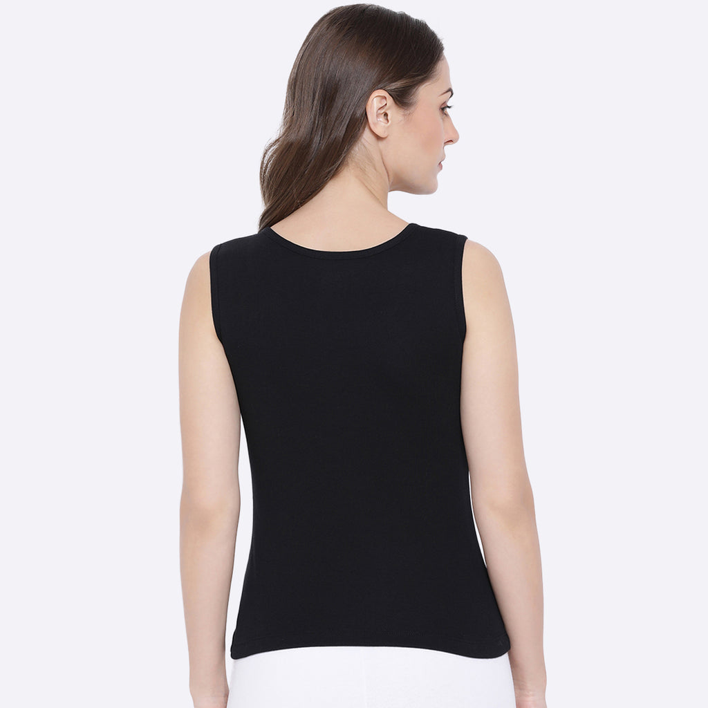 Softline Women's Tank Top in Premium Cotton Stretch Fabric with Stretchable Broad Shoulder Straps and Snug Fit