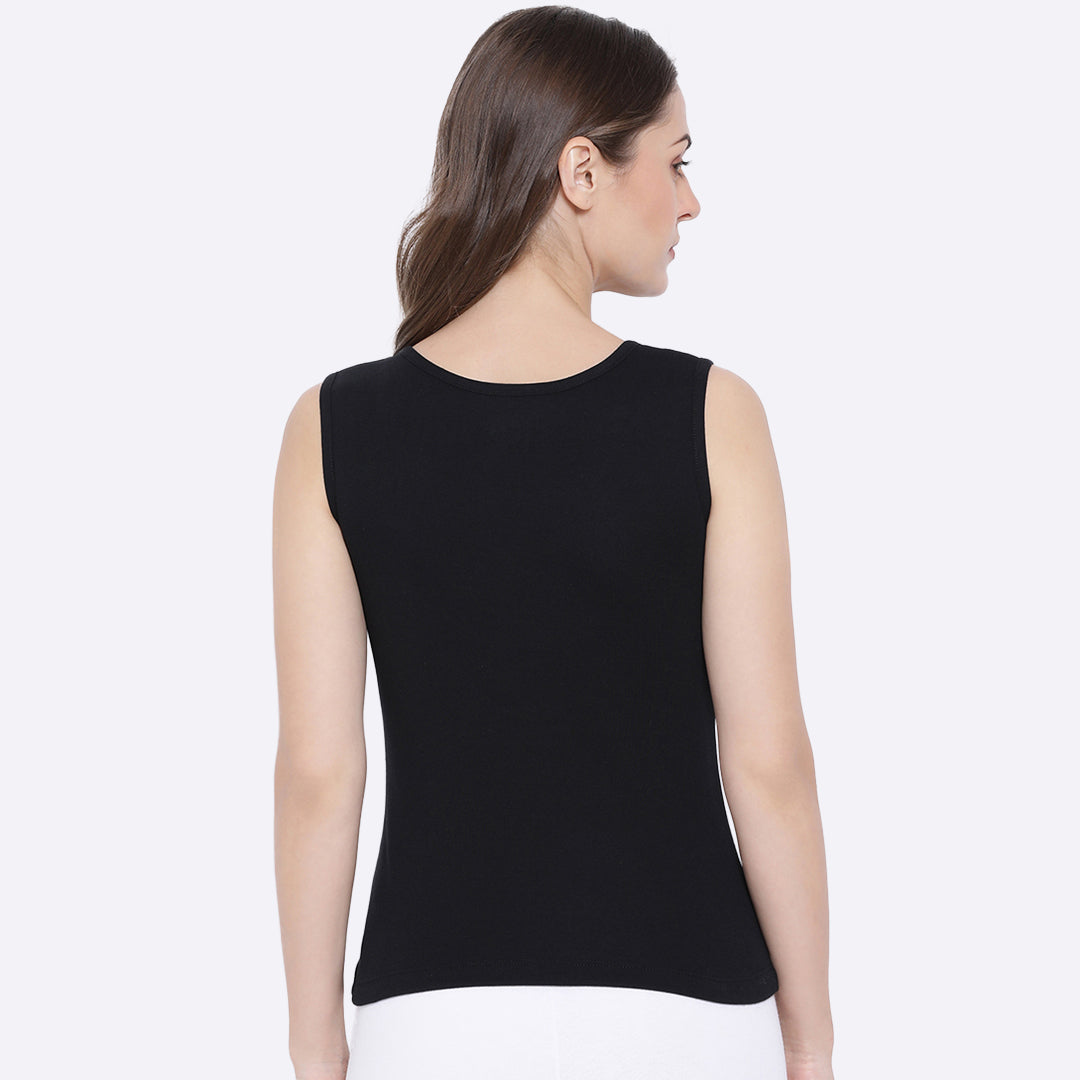 Softline Women's Tank Top in Premium Cotton Stretch Fabric with Stretchable Broad Shoulder Straps and Snug Fit