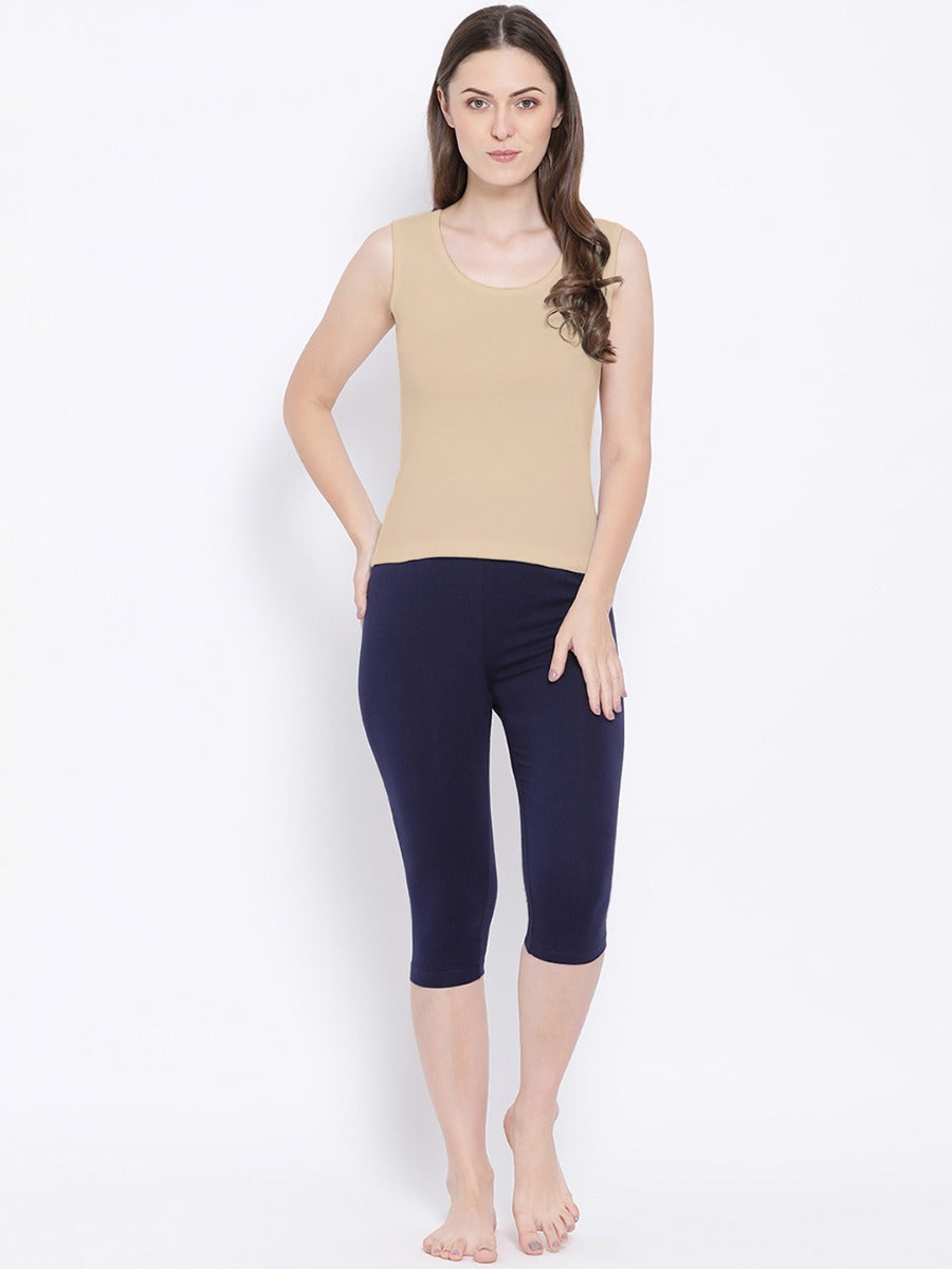 Softline Women's Tank Top in Premium Cotton Stretch Fabric with Stretchable Broad Shoulder Straps and Snug Fit