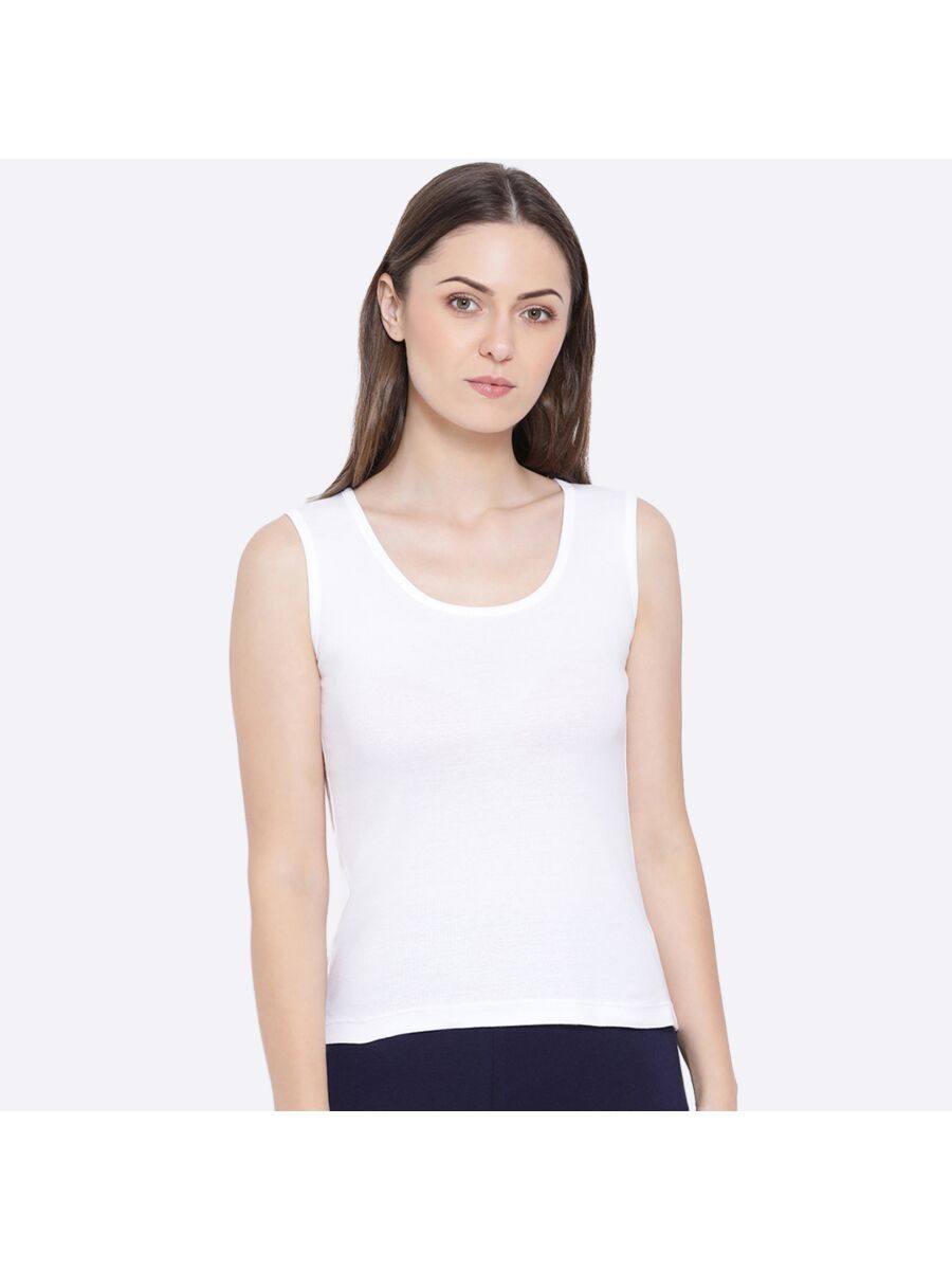 Softline Women's Tank Top in Premium Cotton Stretch Fabric with Stretchable Broad Shoulder Straps and Snug Fit