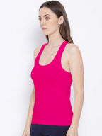 Softline Women's Premium Long Camisole in Cotton Stretch Fabric with High Stretch,  Racer Back Design, Broad Shoulder Straps, and Snug Fit