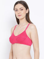 Softline Women's Non Padded Wire Free Bra in Cotton Poly Fabric with Elastic Straps and Hook Closure