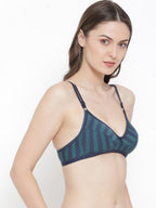 Softline Women's Printed Non Padded Wire Free Fancy Bra in Poly Cotton Fabric with Elastic Straps and Hook Closure