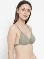 Softline Women's Padded Wire Free T-Shirt Bra in Cotton Poly Fabric with Elastic Straps and Hook Closure