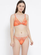 Softline Women's Non Padded Wire Free Bra & Panty Set in 100% Polyester Fabric with Elastic Straps and Hook Closure