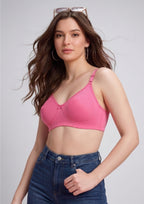 Softline Women's Non Padded Wire Free T-shirt Bra in Cotton Poly Fabric with Elastic Straps, Double Layered Moulded Cups, and Hook Closure (2054)