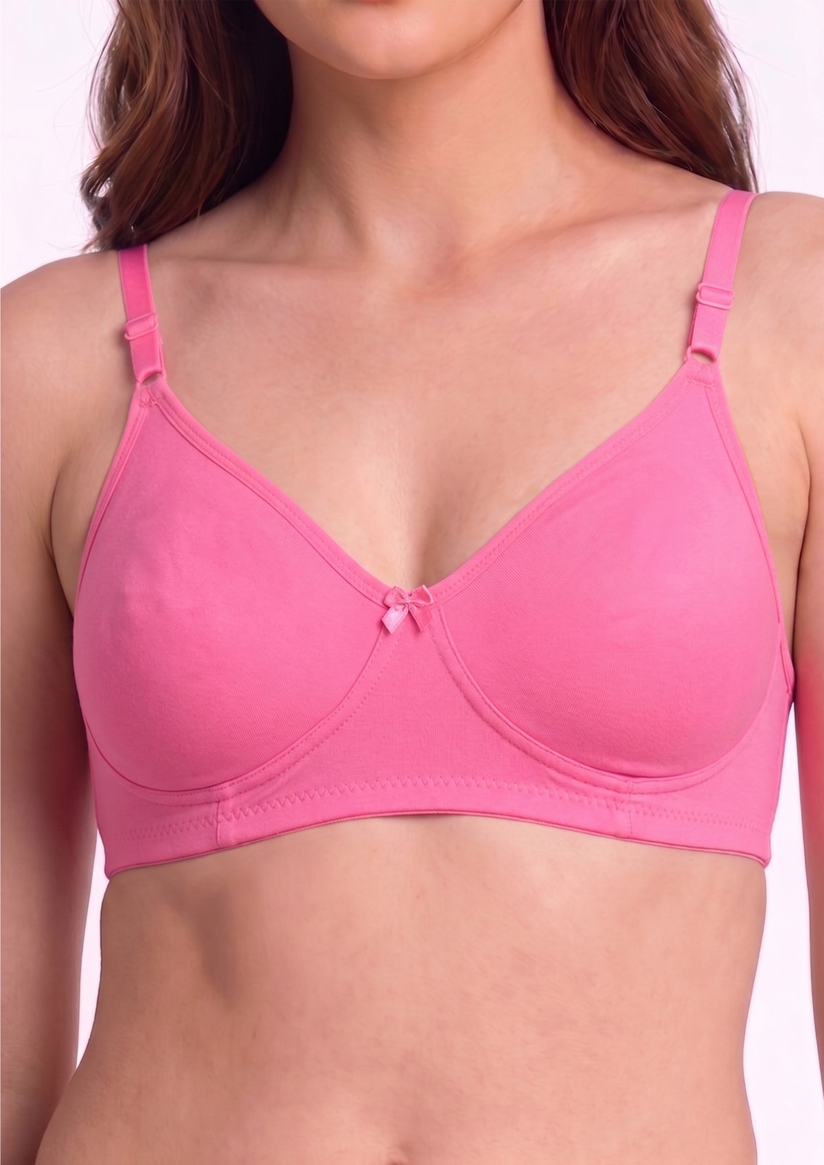Softline Women's Non Padded Wire Free T-shirt Bra in Cotton Poly Fabric with Elastic Straps, Double Layered Moulded Cups, and Hook Closure (2054)