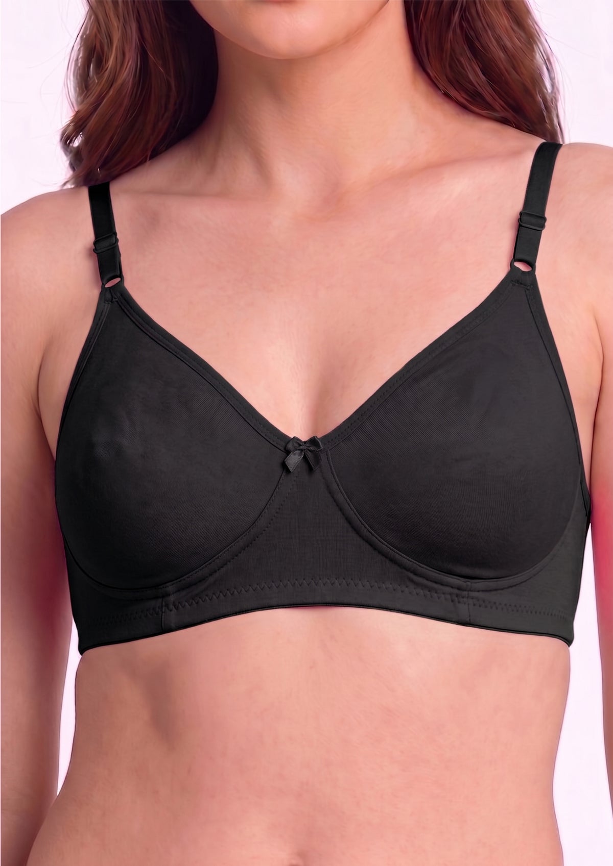 Softline Women's Non Padded Wire Free T-shirt Bra in Cotton Poly Fabric with Elastic Straps, Double Layered Moulded Cups, and Hook Closure (2054)
