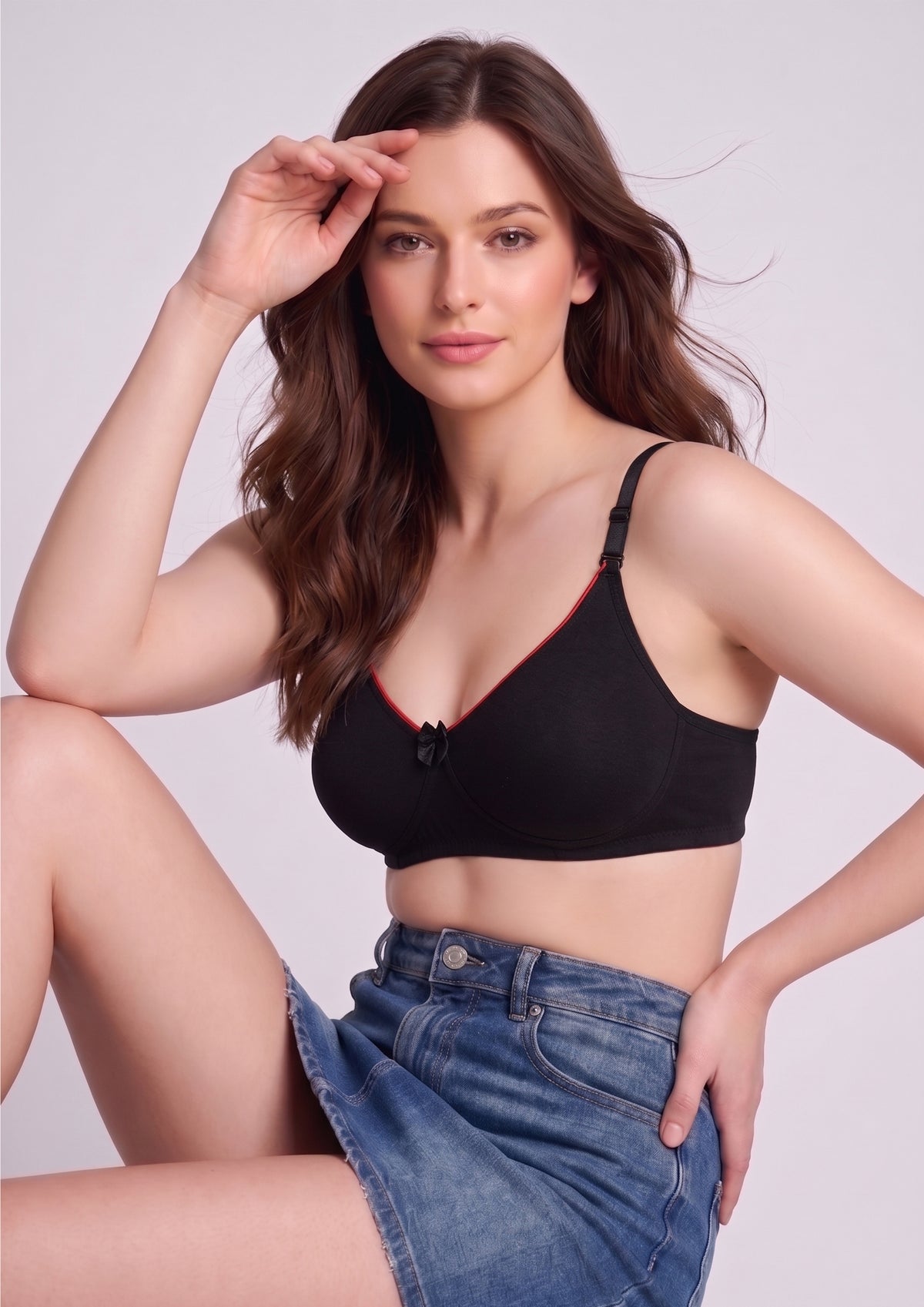 Softline Women's Non Padded Wire Free T-Shirt Bra in Cotton Stretch Fabric with Elastic Straps, Full Cup design, and Hook Closure (2056)