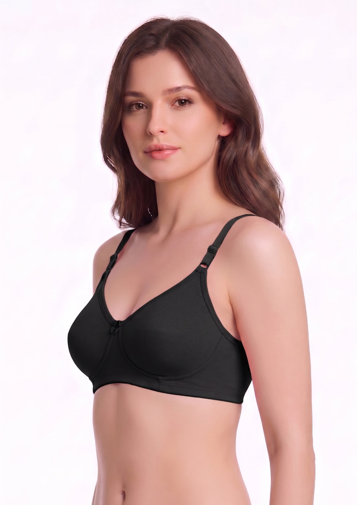 Softline Women's Non Padded Wire Free T-shirt Bra in Cotton Poly Fabric with Elastic Straps, Double Layered Moulded Cups, and Hook Closure (2054)