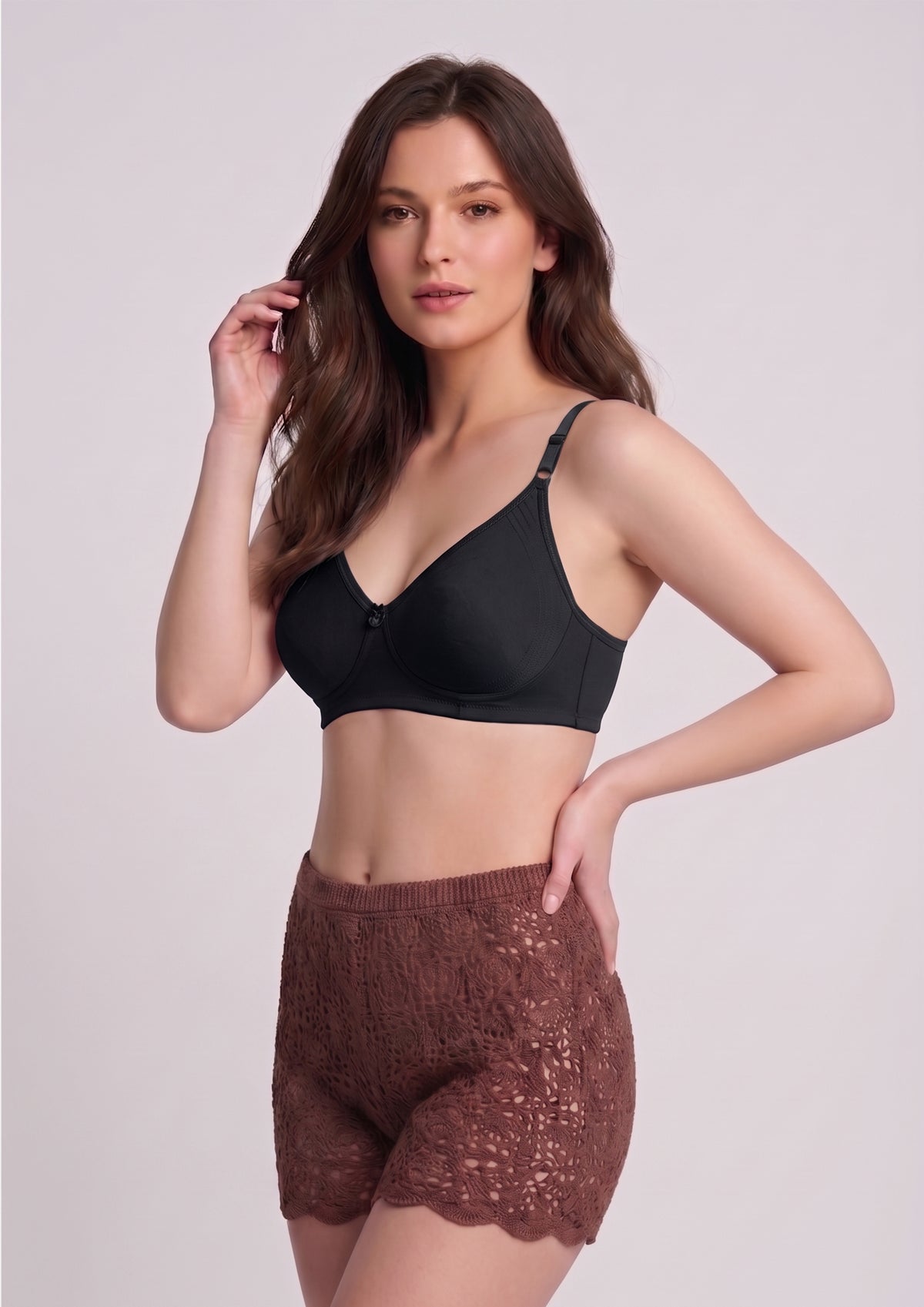 Softline Women's Non Padded Wire Free Bra in Cotton Stretch Fabric with Elastic Straps, Full Cup design, and Hook Closure (2055)