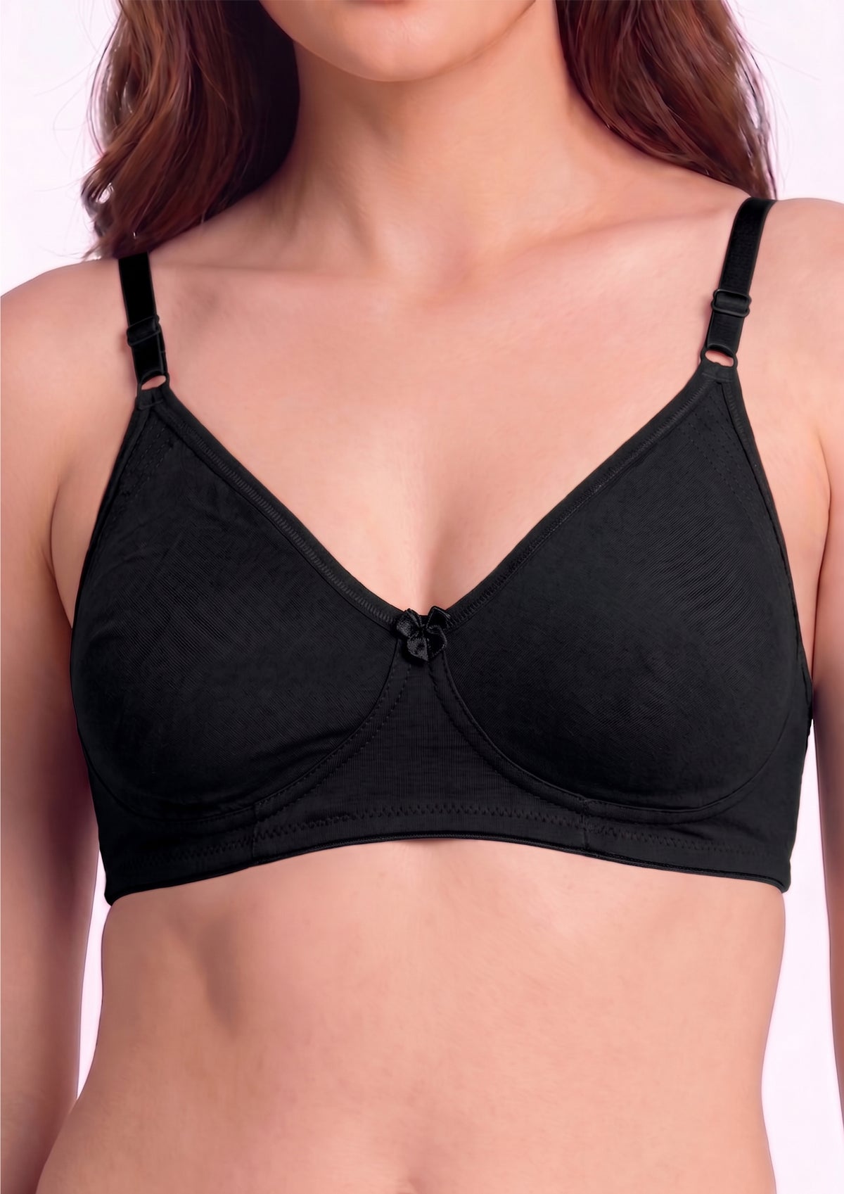 Softline Women's Non Padded Wire Free Bra in Cotton Stretch Fabric with Elastic Straps, Full Cup design, and Hook Closure (2055)