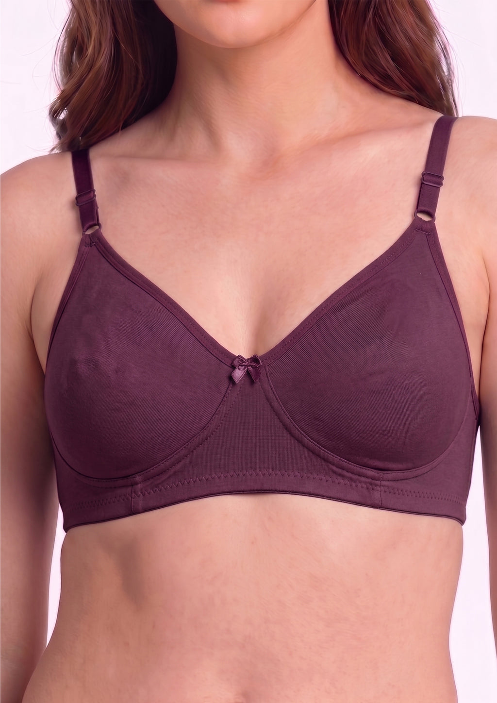 Softline Women's Non Padded Wire Free T-shirt Bra in Cotton Poly Fabric with Elastic Straps, Double Layered Moulded Cups, and Hook Closure (2054)