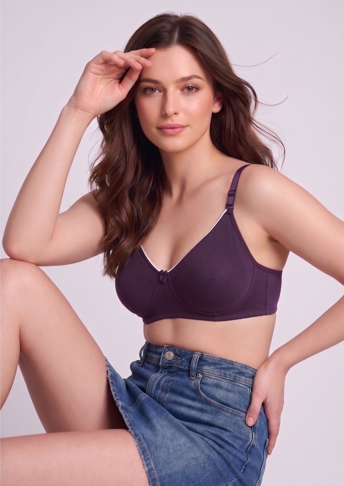 Softline Women's Non Padded Wire Free T-Shirt Bra in Cotton Stretch Fabric with Elastic Straps, Full Cup design, and Hook Closure (2056)