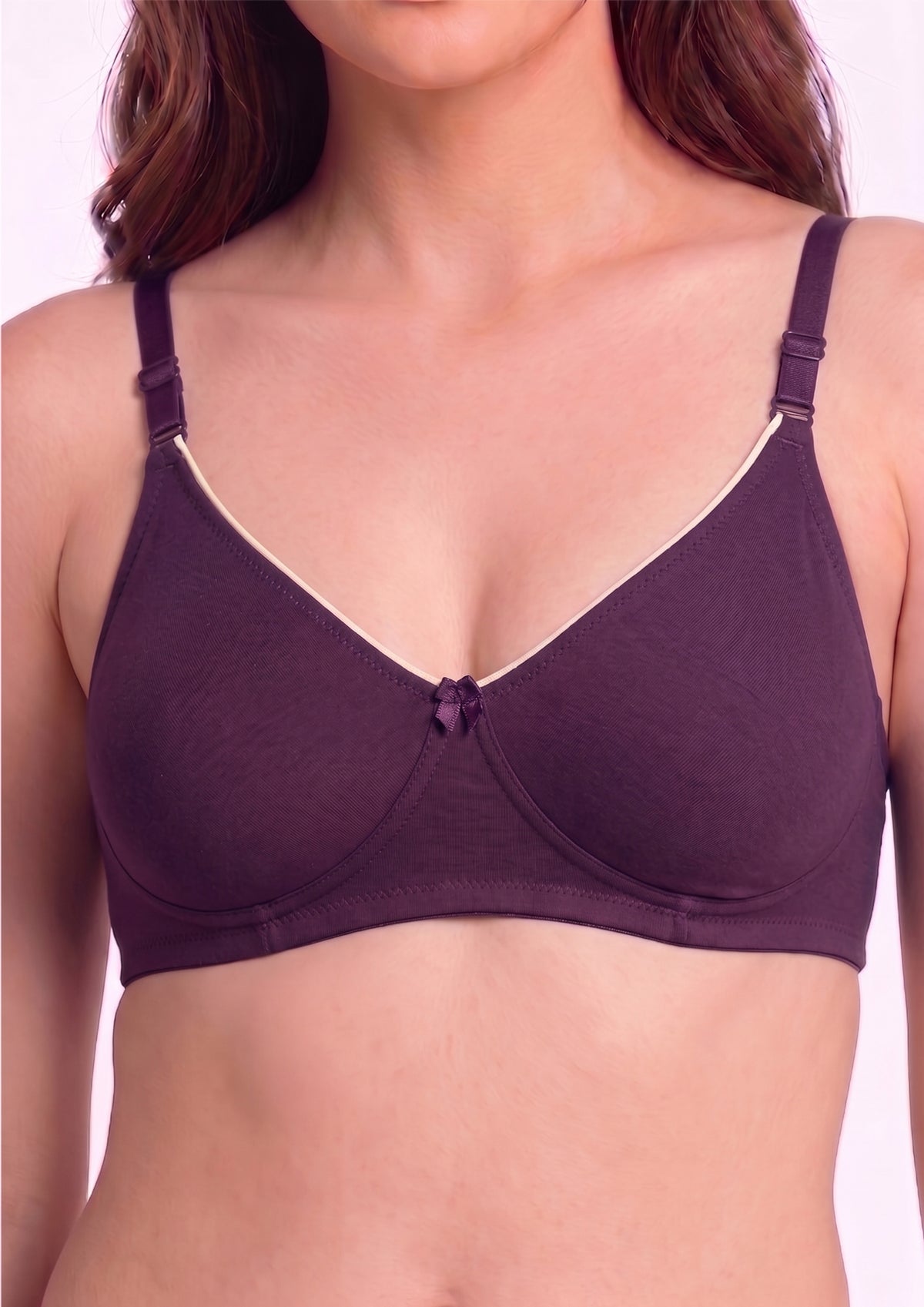 Softline Women's Non Padded Wire Free T-Shirt Bra in Cotton Stretch Fabric with Elastic Straps, Full Cup design, and Hook Closure (2056)