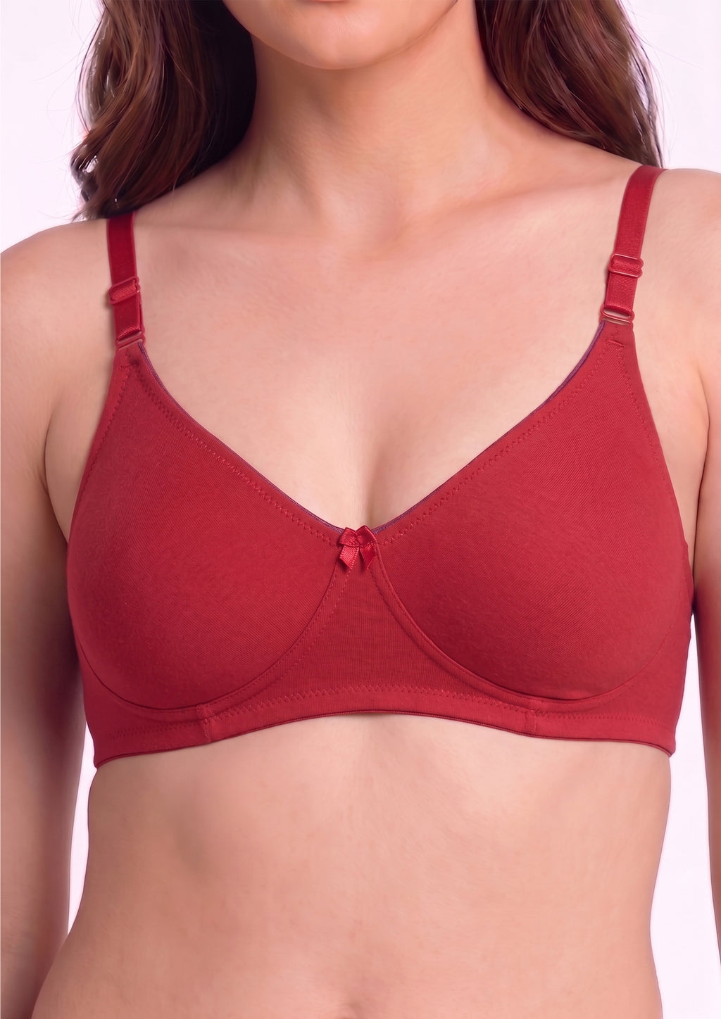 Softline Women's Non Padded Wire Free T-Shirt Bra in Cotton Stretch Fabric with Elastic Straps, Full Cup design, and Hook Closure (2056)