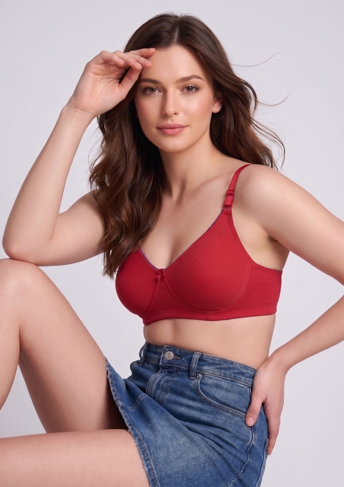 Softline Women's Non Padded Wire Free T-Shirt Bra in Cotton Stretch Fabric with Elastic Straps, Full Cup design, and Hook Closure (2056)