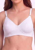 Softline Women's Non Padded Wire Free T-shirt Bra in Cotton Poly Fabric with Elastic Straps, Double Layered Moulded Cups, and Hook Closure (2054)