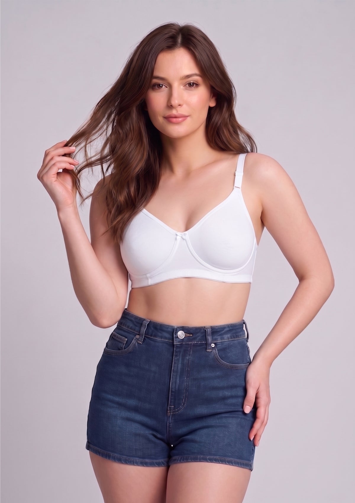 Softline Women's Non Padded Wire Free T-shirt Bra in Cotton Poly Fabric with Elastic Straps, Double Layered Moulded Cups, and Hook Closure (2054)
