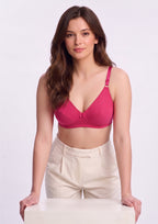 Softline Women's Non Padded Wire Free Bra in Cotton Poly Fabric with Double Layered Cups, Elastic Straps, and Hook Closure (1052)