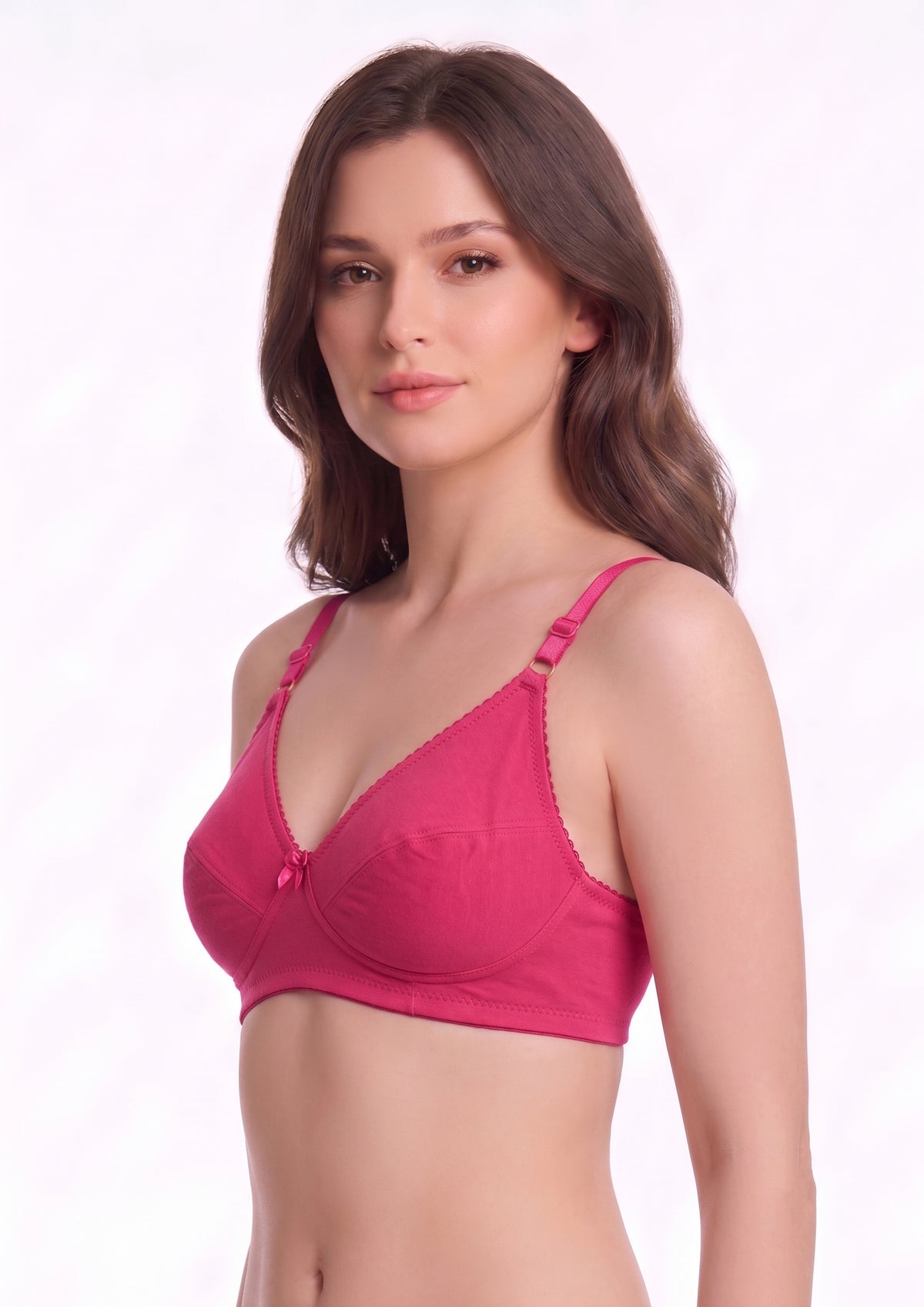 Softline Women's Non Padded Wire Free Bra in Cotton Poly Fabric with Double Layered Cups, Elastic Straps, and Hook Closure (1052)