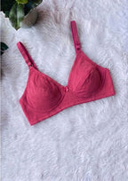 Softline Women's Non Padded Wire Free Bra in Cotton Poly Fabric with Double Layered Cups, Elastic Straps, and Hook Closure (1052)