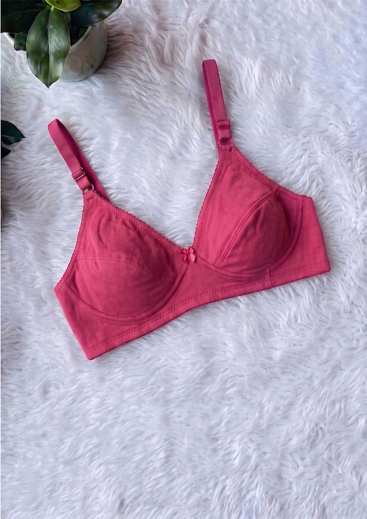 Softline Women's Non Padded Wire Free Bra in Cotton Poly Fabric with Double Layered Cups, Elastic Straps, and Hook Closure (1052)