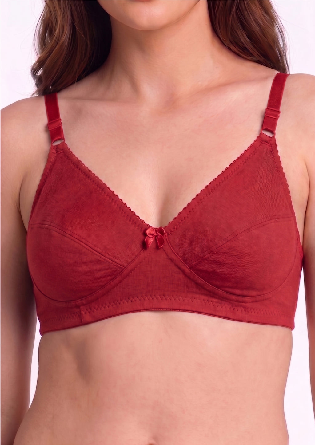 Softline Women's Non Padded Wire Free Bra in Cotton Poly Fabric with Double Layered Cups, Elastic Straps, and Hook Closure (1052)