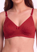 Softline Women's Non Padded Wire Free Bra in Cotton Poly Fabric with Double Layered Cups, Elastic Straps, and Hook Closure (1052)