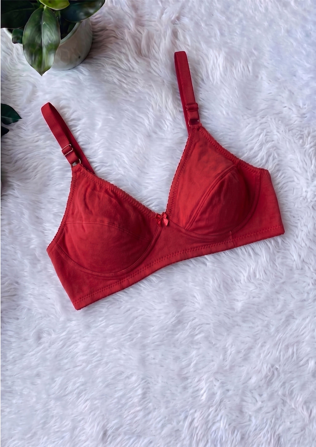 Softline Women's Non Padded Wire Free Bra in Cotton Poly Fabric with Double Layered Cups, Elastic Straps, and Hook Closure (1052)