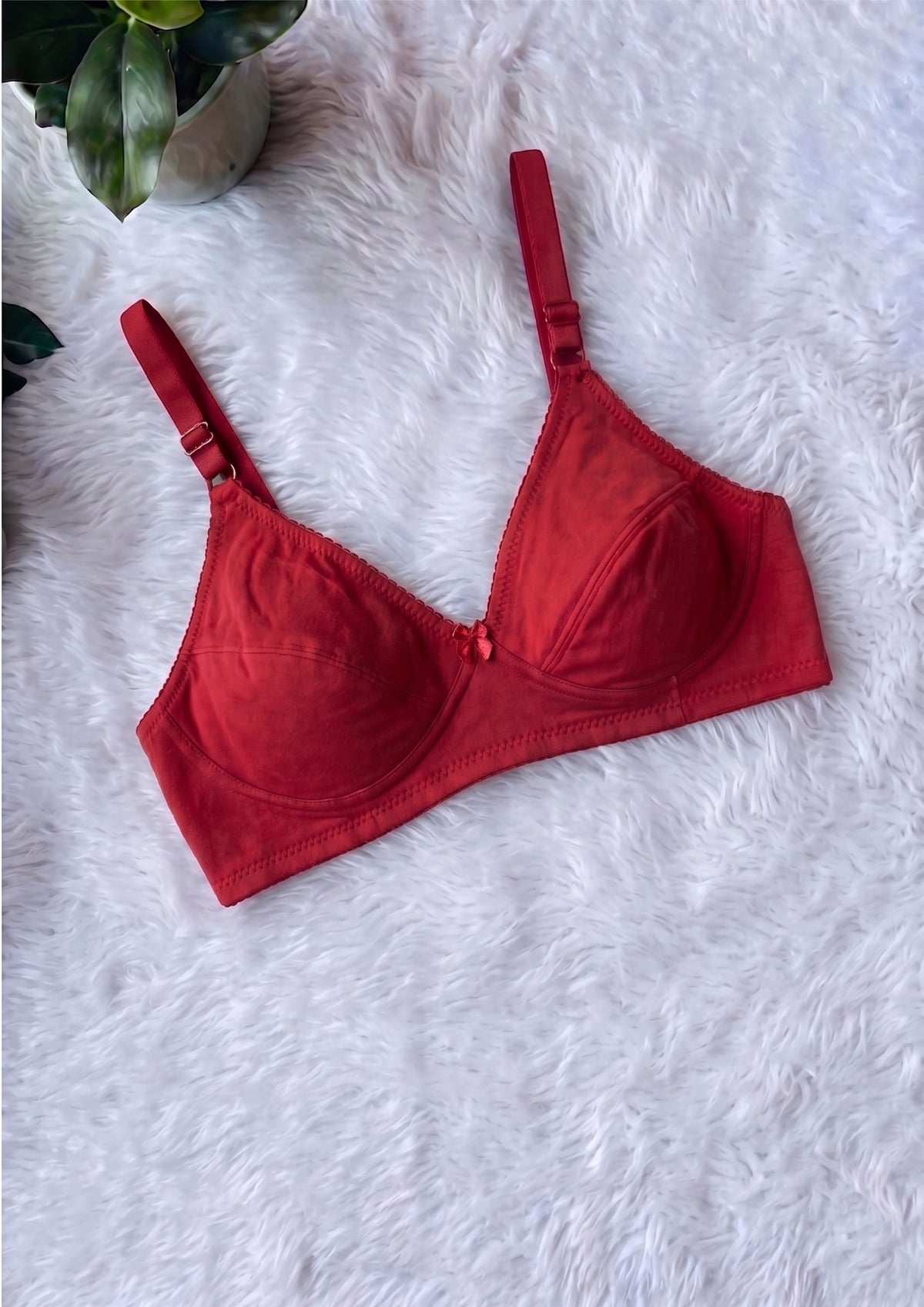 Softline Women's Non Padded Wire Free Bra in Cotton Poly Fabric with Double Layered Cups, Elastic Straps, and Hook Closure (1052)