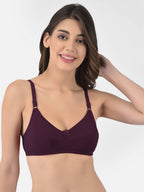 Softline Women's Non Padded Wire Free Bra in Cotton Stretch Fabric with Double Layered Cups Full Coverage, Elastic Straps, and Hook Closure (1055)