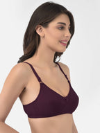 Softline Women's Non Padded Wire Free Bra in Cotton Stretch Fabric with Double Layered Cups Full Coverage, Elastic Straps, and Hook Closure (1055)