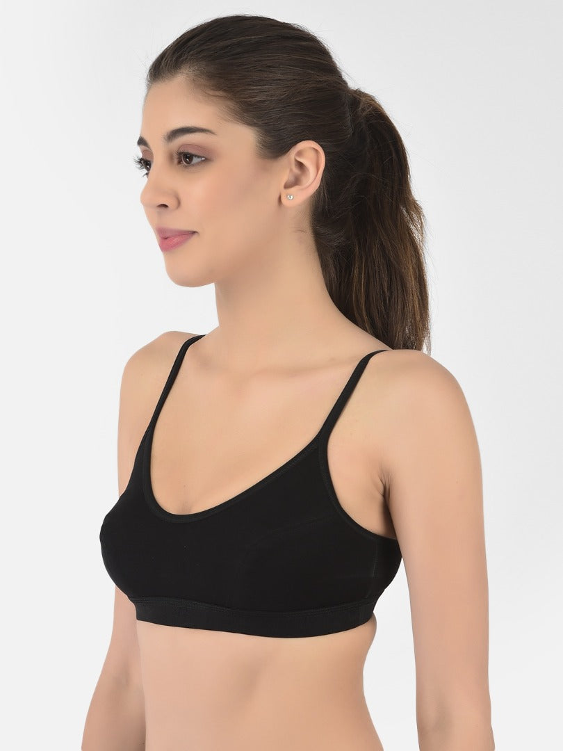 Softline Women's Non Padded Wire Free Sports Bra in 100% Cotton Fabric with Full Cup Coverage, Double Layered Cups, and Slip On Design (1063)