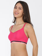 Softline Women's Non Padded Wire Free Bra in Cotton Poly Fabric with Elastic Straps and Slip On Style