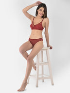 Softline Women's Non Padded Wire Free Bridal Bra & Panty Set in Nylon Spandex Fabric with Straight Back, Elastic Straps, and Hook Closure (1065)