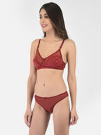 Softline Women's Non Padded Wire Free Bridal Bra & Panty Set in Nylon Spandex Fabric with Straight Back, Elastic Straps, and Hook Closure (1065)