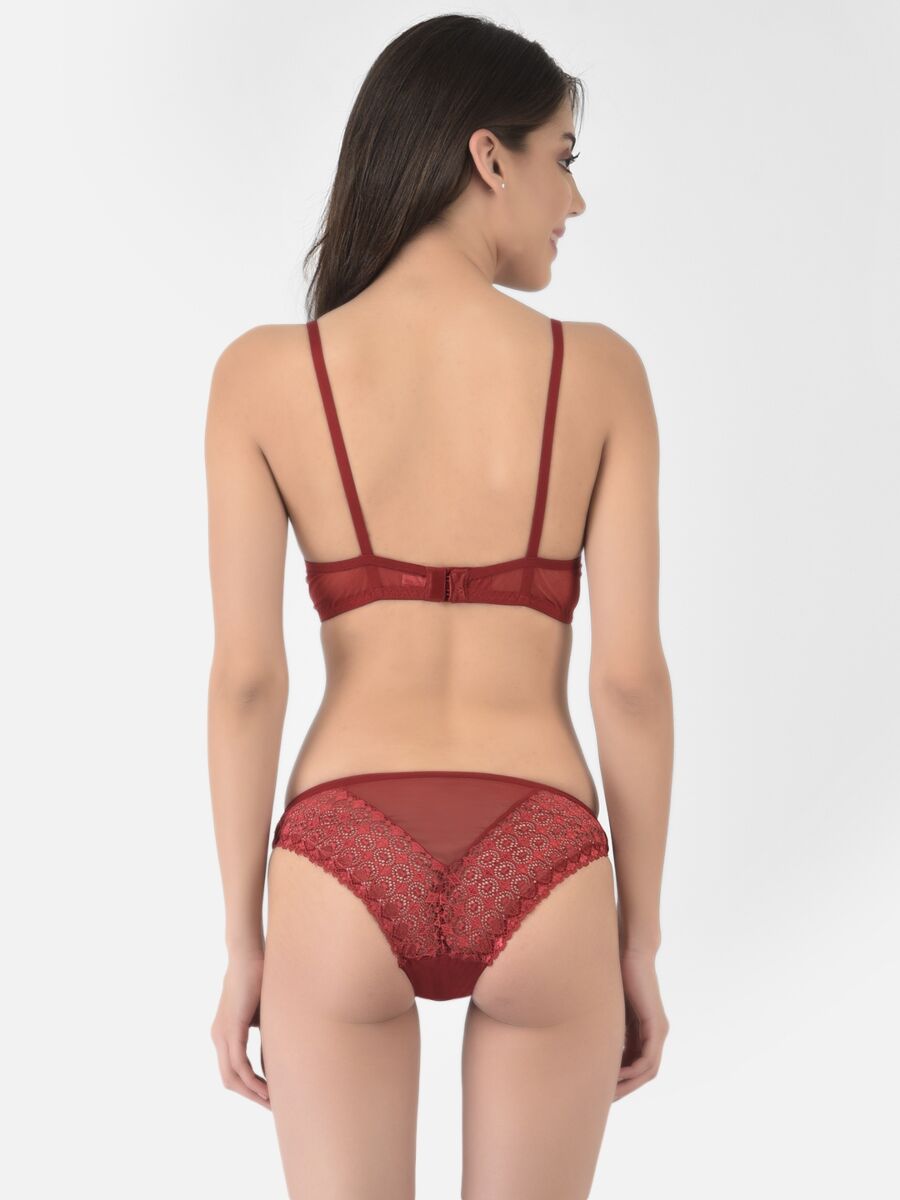 Softline Women's Non Padded Wire Free Bridal Bra & Panty Set in Nylon Spandex Fabric with Straight Back, Elastic Straps, and Hook Closure (1065)