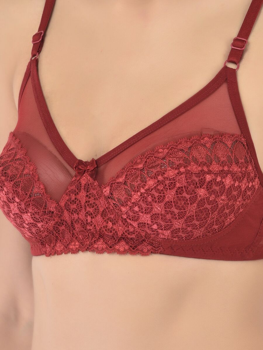 Softline Women's Non Padded Wire Free Bridal Bra & Panty Set in Nylon Spandex Fabric with Straight Back, Elastic Straps, and Hook Closure (1065)