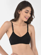 Softline Women's Non Padded Wire Free Bra in Cotton Stretch Fabric with Double Layered Cups Full Coverage, Elastic Straps, and Hook Closure (1054)