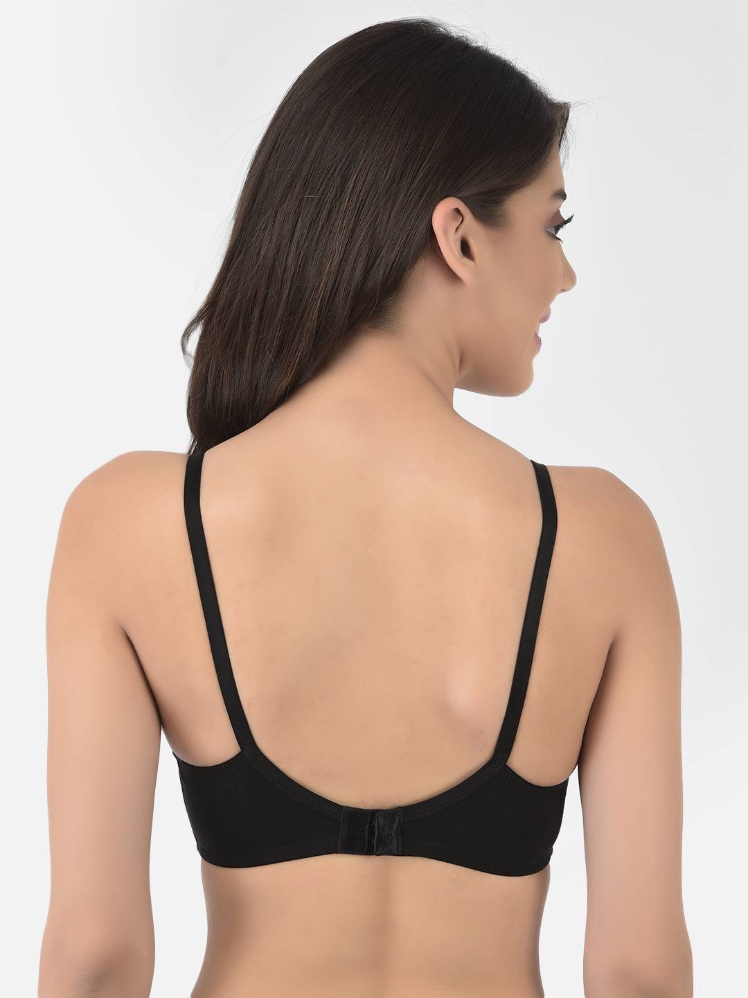 Softline Women's Non Padded Wire Free Bra in Cotton Stretch Fabric with Double Layered Cups Full Coverage, Elastic Straps, and Hook Closure (1054)