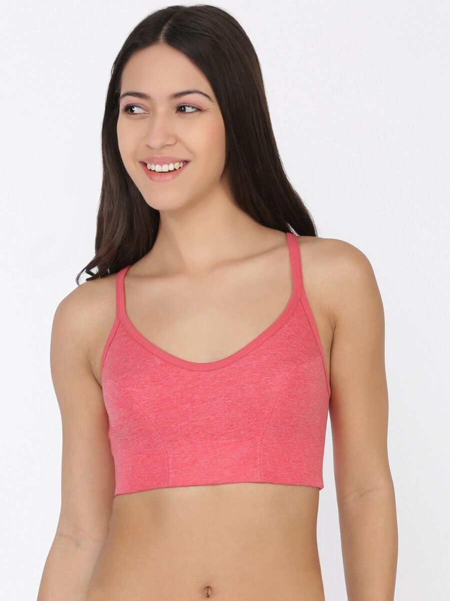 Softline Women's Non Padded Wire Free Sports Bra in Poly Cotton Fabric with High Elasticity, No Hook Design, and Slip on Style